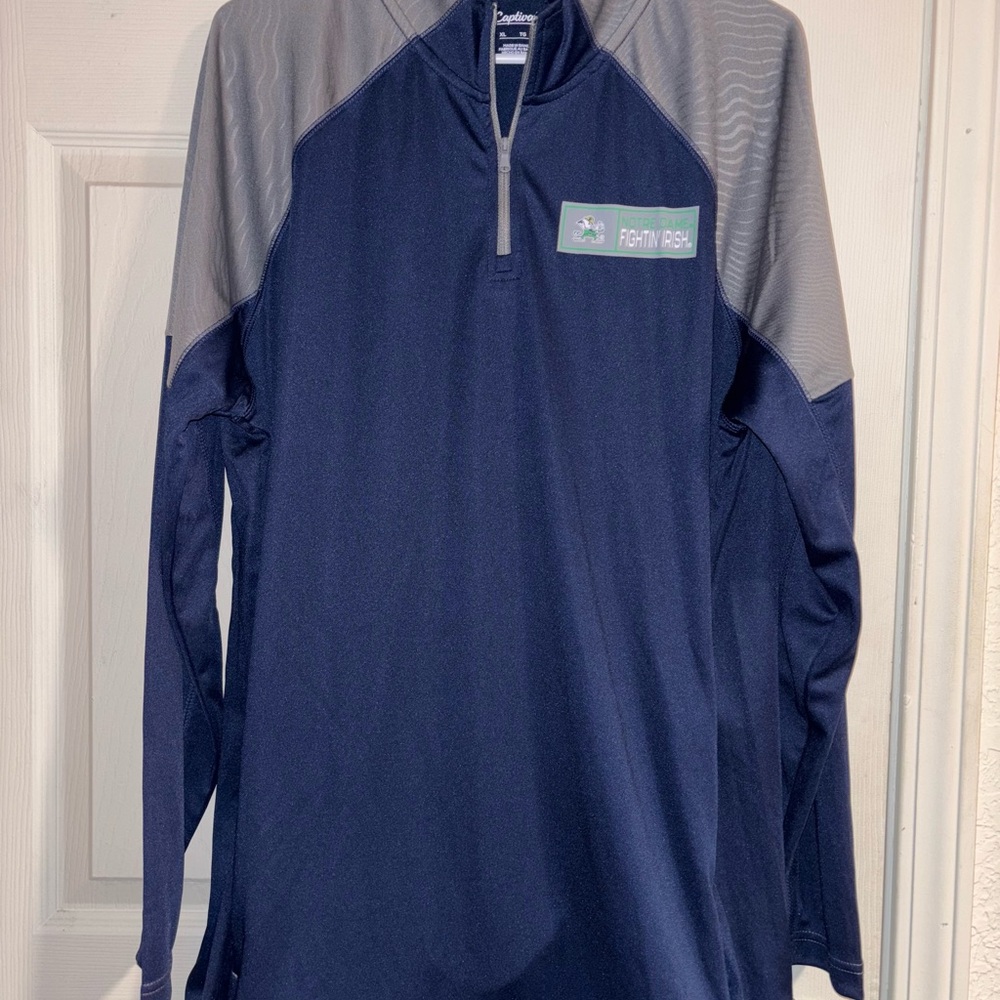 Notre Dame Fightin’ Irish Captivating Navy and Gray Zip Pullover
